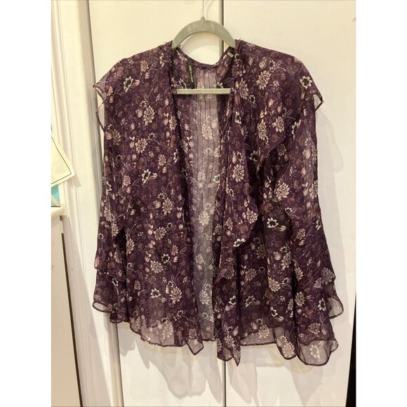 Kobi Halperin 100% Silk LS dark floral fairy poet’s blouse. Size L - Picture 4 of 4